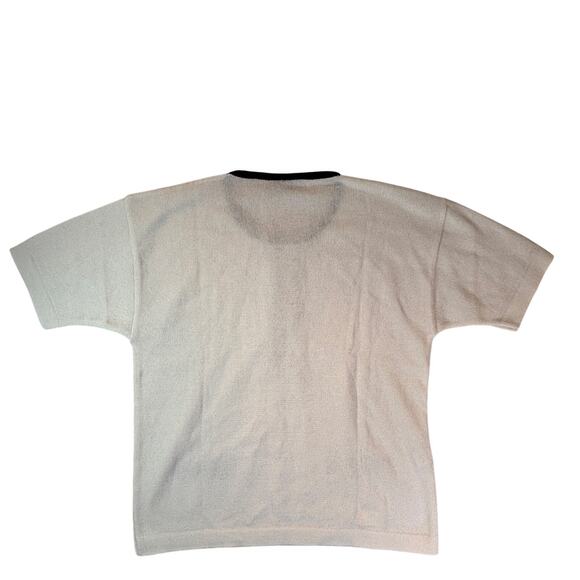 Vintage Lisa Made Italy Knit Top M – White & Navy Contrast Button Detail NWT - Picture 7 of 11